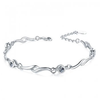 White Cubic Zirconia 925 Sterling Silver Bracelet for Woman